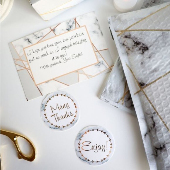 50 2.5” Marble Thank You Stickers - Picture 2 of 4